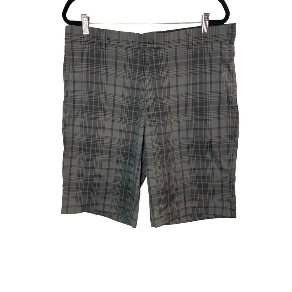 Nike Golf Dri-Fit Tour Performance Gray Plaid Sport Bermuda Shorts Size‎ 36